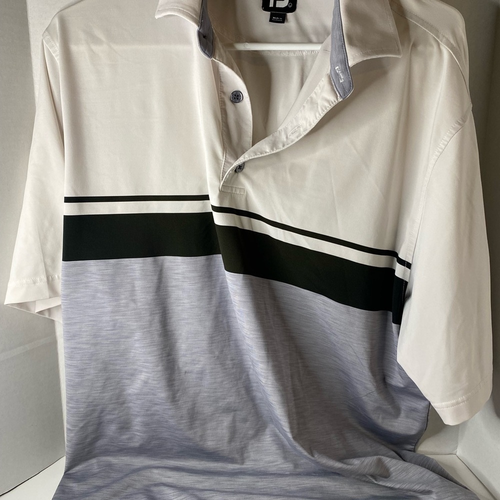 FootJoy Cream and Gray Polo with Black Accents
